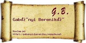 Gabányi Bereniké névjegykártya
